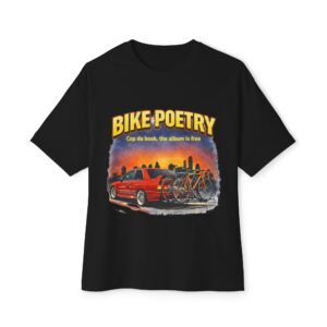 Bike Poetry Oversized Tee — Vintage Car & Bikes Graphic T-Shirt