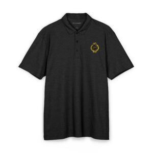 Black Polo Shirt with Gold Floral Crest Pocket Logo - Men’s Classic Polo